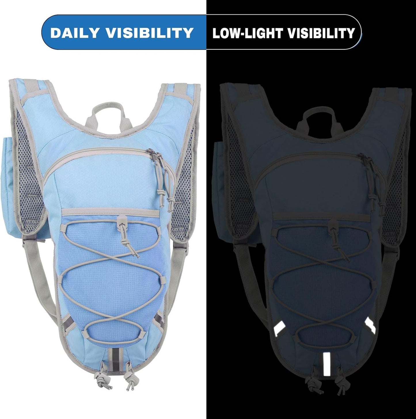 Lightweight Hydration Backpack 2L Water Bladder Pack for Running, Cycling, Hiking – Anti-Theft Water Backpack with Phone Holder, Trekking Pole Holder & Reflective Strips for Men & Women