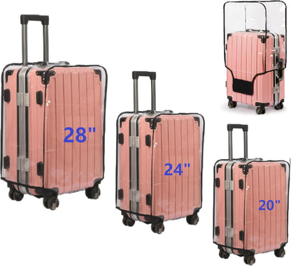 3PCS Clear PVC Suitcase Cover Protectors Thicken Luggage Coves Full Transparent Waterproof for Wheeled Suitcases (20"+24"+28")