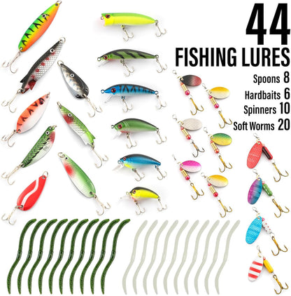 Dr.Fish Fishing Rod and Reel Combos 125-Pieces Telescopic Spinning Pole Reel Gear Equipment Set with Tackle Bag for Adult Collapsible Travel Complete Fishing Set Men Starter Freshwater Saltwater