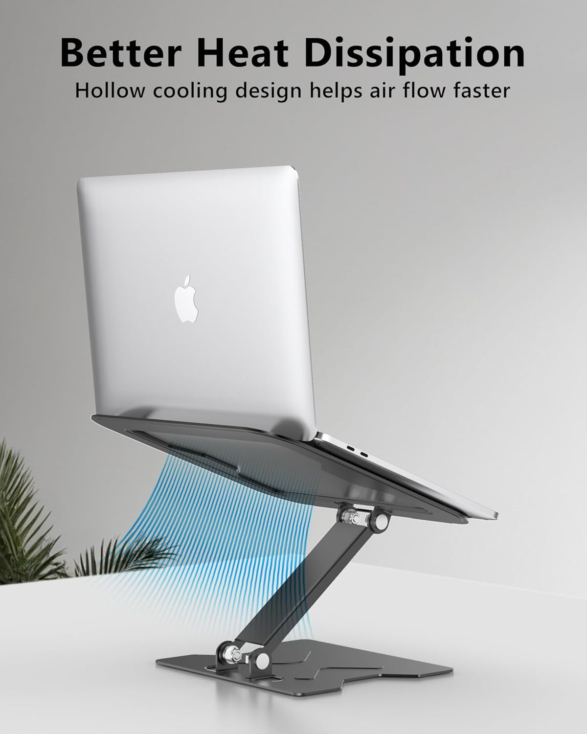 Adjustable Laptop Stand for Desk, Metal Foldable Laptop Riser, Portable Laptop Holder Mount, Ventilated Cooling Notebook Stand for MacBook Air Pro, All 10-16'' Notebooks Laptops, Matte Black