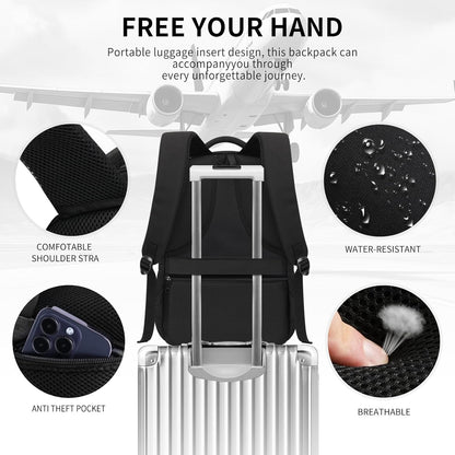 Black Backpack for Men Women, Backpack for School, School Backpacks for Boys Girls Teens, 17.3 inch Laptop Back Pack with USB Charging Port, Large College Book Bag, Business Work Travel Bookbag