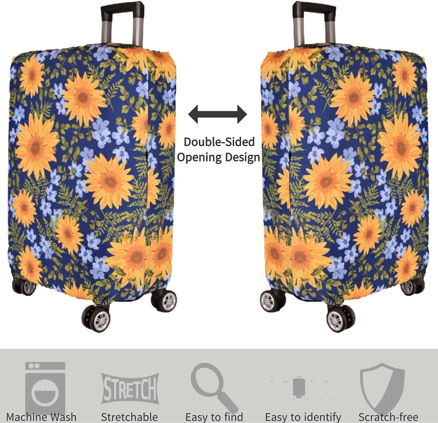 7-Mi Luggage Cover£¬ Suitcase Covers 19-30 Inch Expandable Anti-Scratch Luggage Protector Flower for Carry on Luggage S 19-20IN