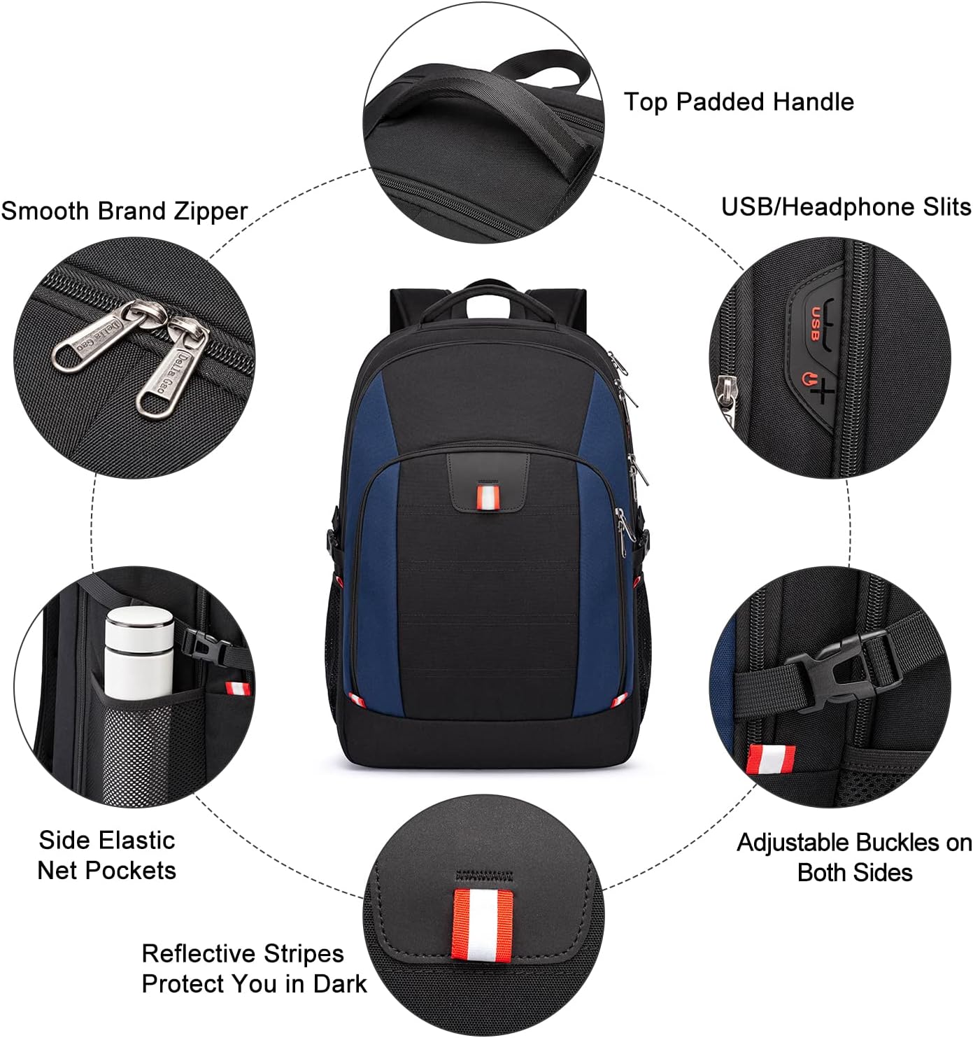 Travel Laptop Backpack, 18.4 inch Extra Large Backpack for Men and Women, 45L Capacity Business Computer Back Pack (Black Blue, 18.4 Inch)