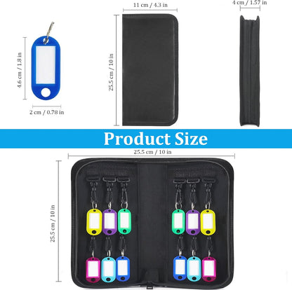 Portable Zippered Key Organizer, Fireproof & Waterproof Key Case with 12 Key Hooks & Tags, Portable Key Storage Organizer for Real Estate Sales,Hotel Executives, Car Service