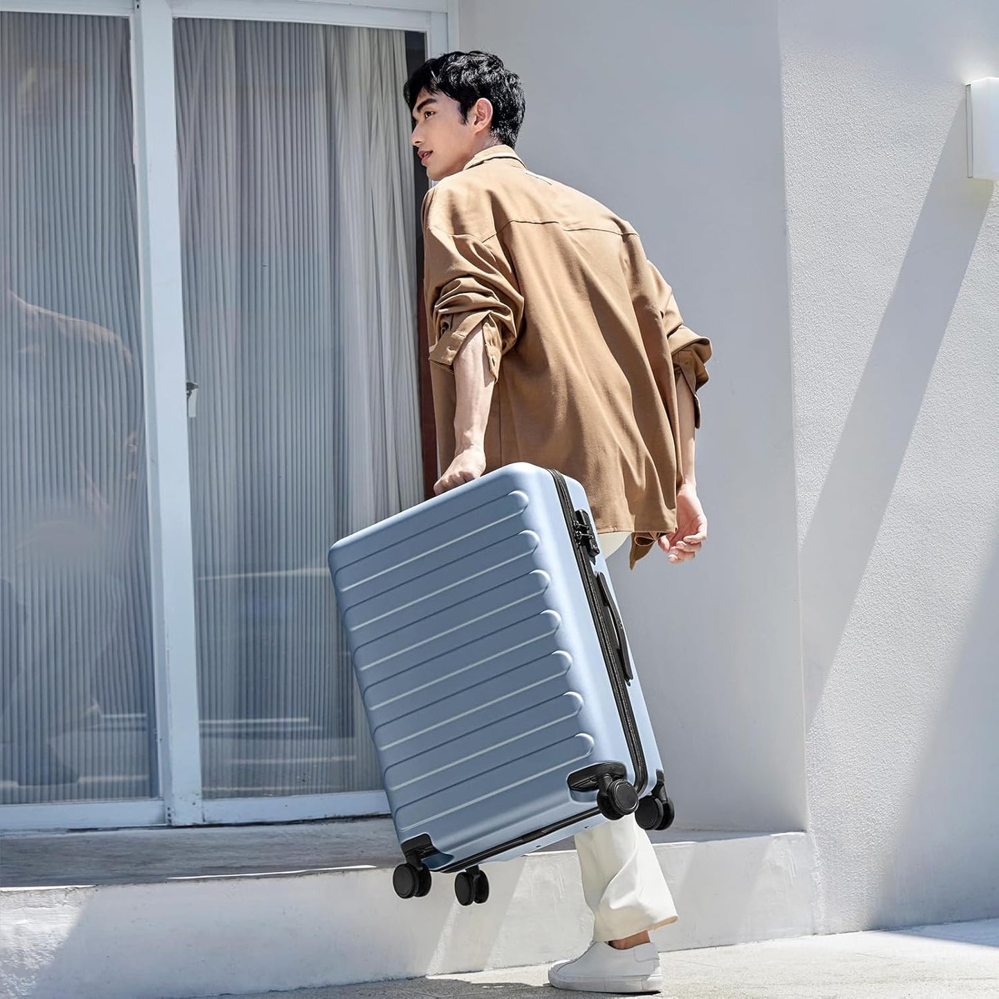 Carry on Luggage 22 X 14 X 9 Airline Approved, 20 Inch Luggage for 3-5 Days Travel, Double Spinner Wheels, 100% Hardshell PC, TSA Lock (03-Shadow (Basic), Checked 26-Inch)