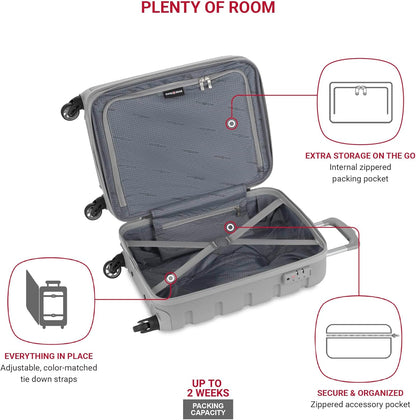 SwissGear 7366 Hardside Expandable Luggage with Spinner Wheels, Grey, 2-Piece Set (19/27)