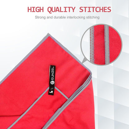 Eunzel Quick Dry Camping Towel, Microfiber Travel Towel 3 Size at 1 Pack,Fast Drying Towel Set for Camping, Beach, Gym, Sports, Yoga & Swimming Pool, Red
