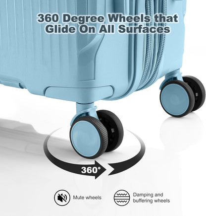 Nazhura Luggage Set, 3-Piece Hardside Suitcase Set, 20-inch Carry On, 24-inch, 28-inch Luggage