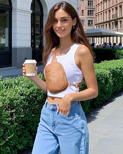 Telena Small Sling Bag for Women Leather Crossbody Fanny Packs Chest Bag for Women