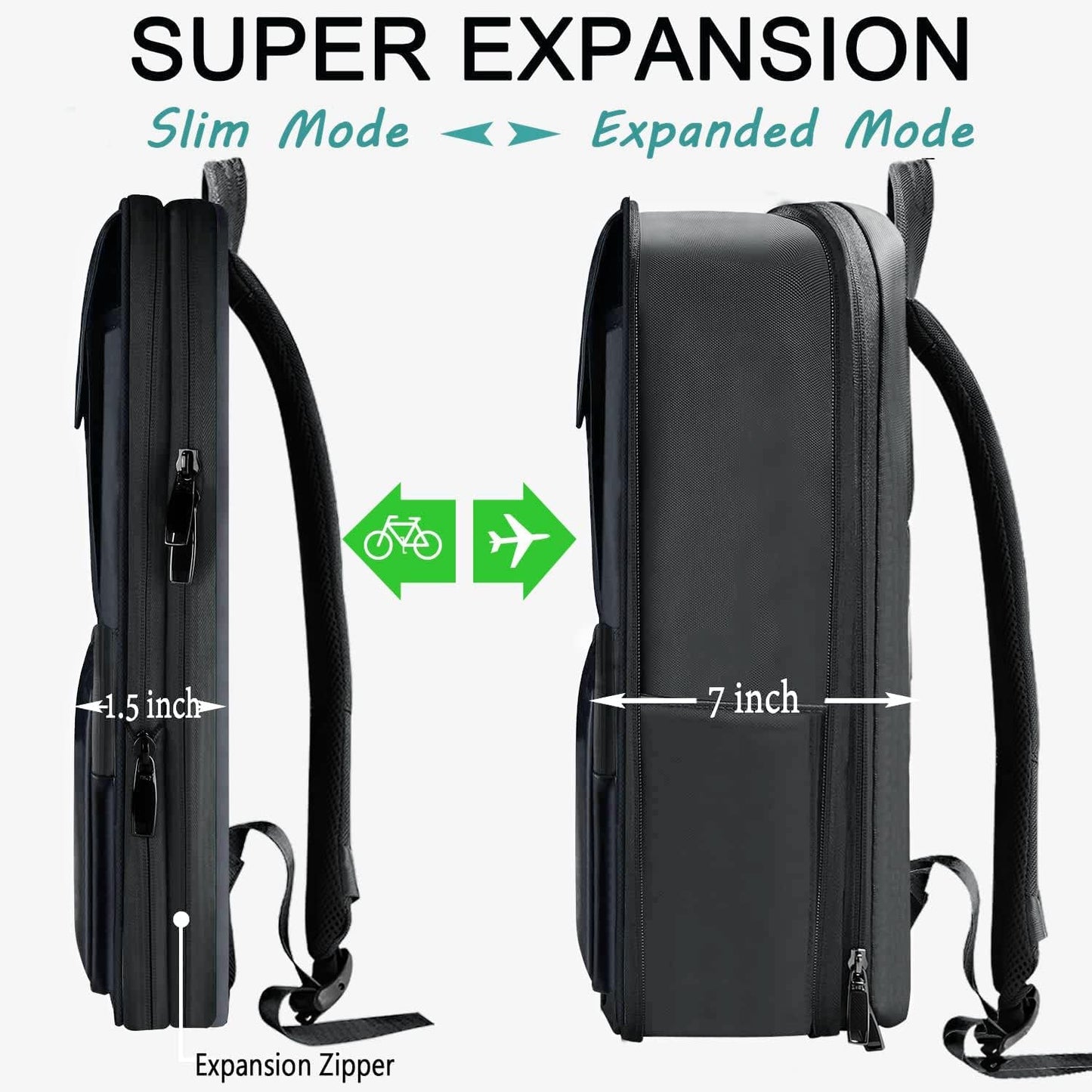 ZINZ Laptop Backpack 15 15.6 16 Inch, Expandable Computer Rucksack with Multi-Pockets Anti-Theft Travel Daypack for Men and Women,Dark Gray