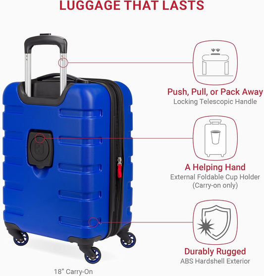 SwissGear 7366 Hardside Expandable Luggage with Spinner Wheels, Cobalt, 3-Piece Set (19/23/27)