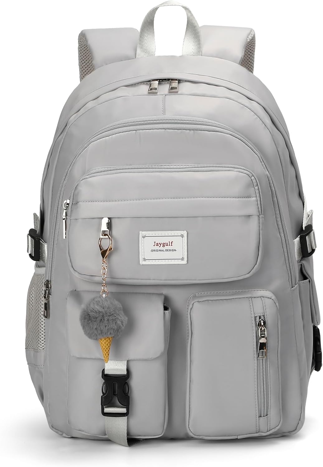 Girls Backpack Stylish Schoolbag Set for College or High Student Laptop Backpack for Women Grey