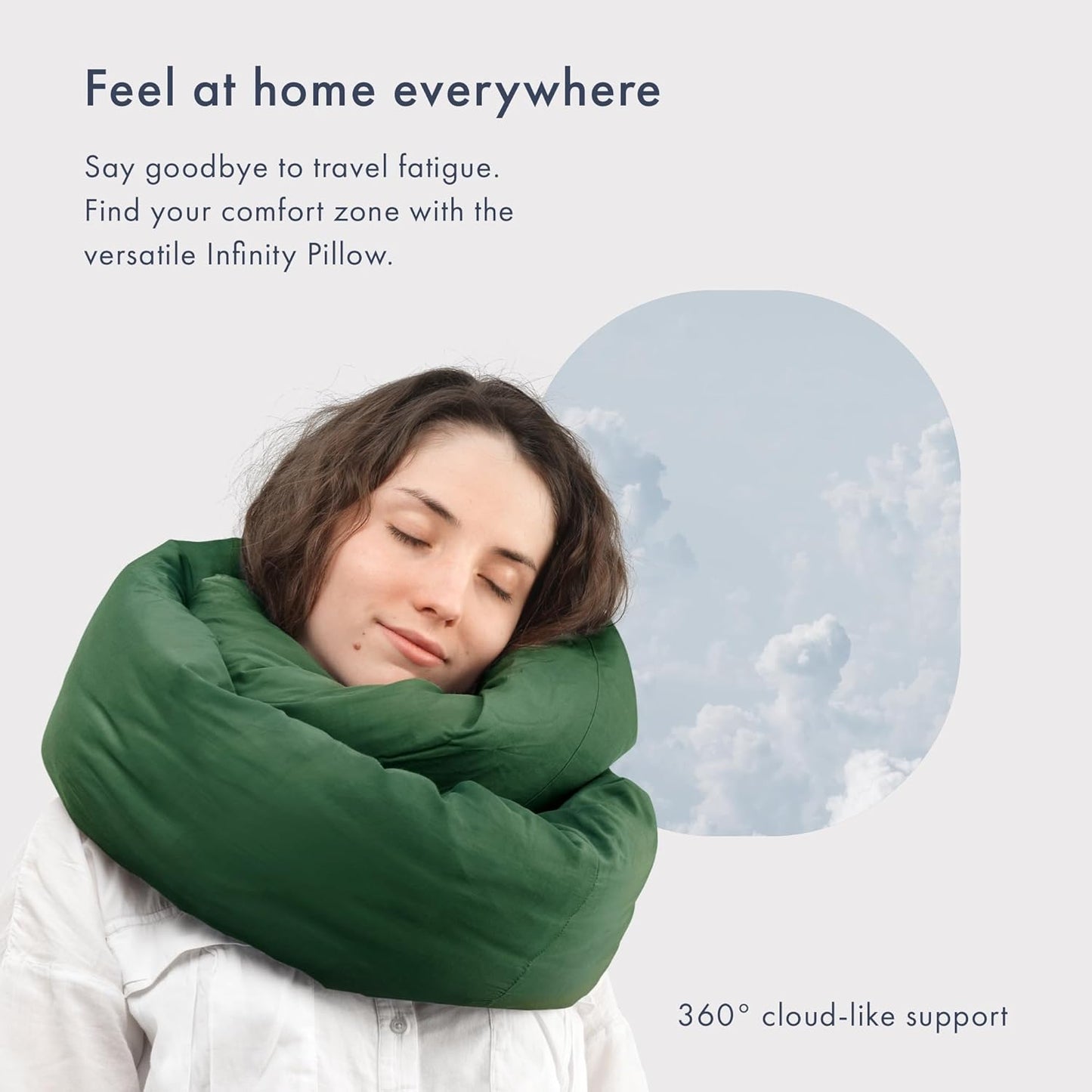 Huzi Infinity Pillow - Travel Neck Pillow - Versatile Soft 360 Support Scarf - Machine Washable - Home Travel Flight Road Trips Airplane Sleeping (Pine Green)