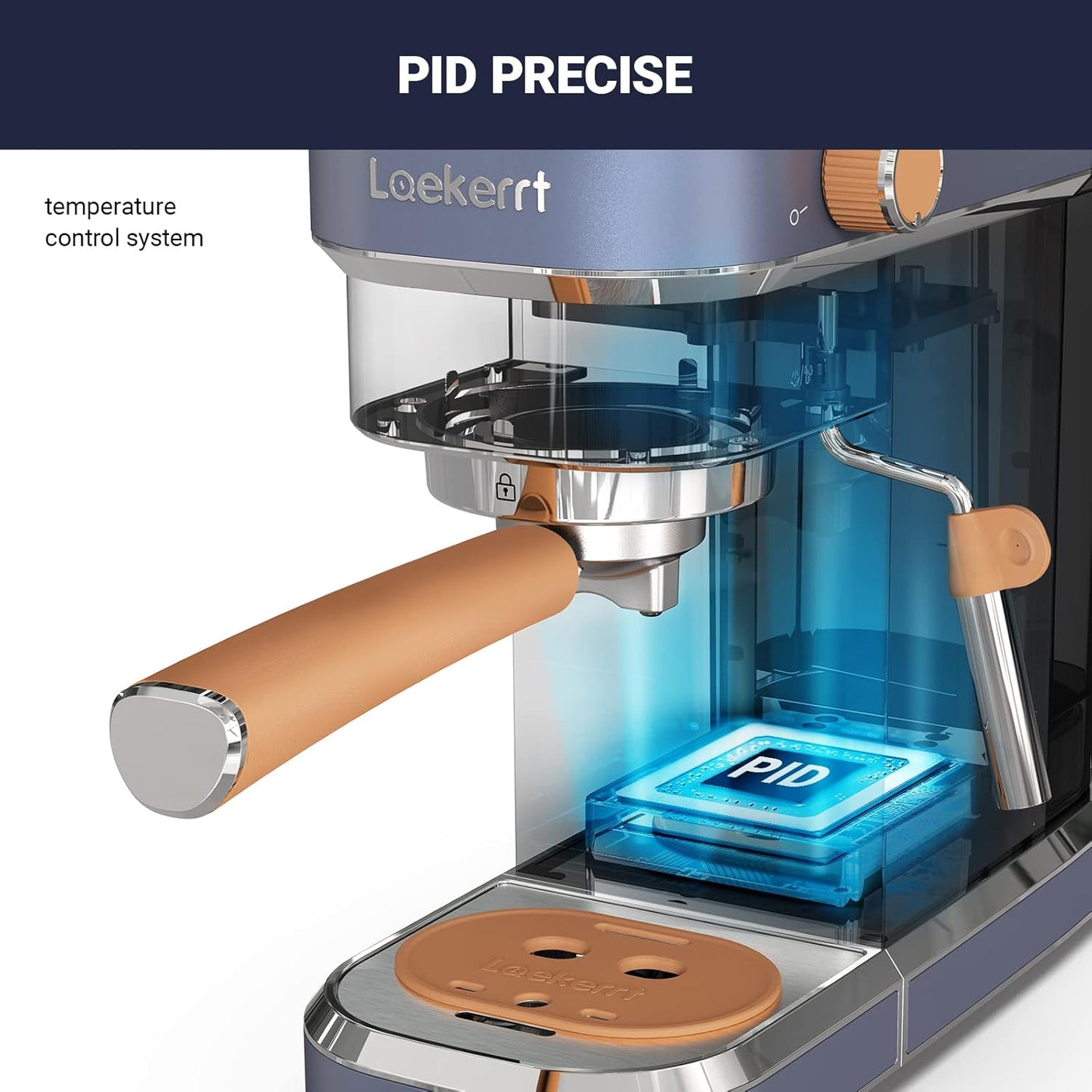 Laekerrt Espresso Machine, Expresso Coffee Machines, 20 Bar Cafetera Espresso with Milk Frother Steam Wand for Home, Compact Small Stainless Steel Coffee Maker for Latte and Cappuccino, Blue