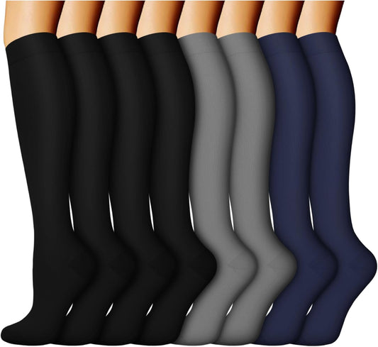 ACTINPUT 8 Pairs Compression Socks for Women & Men,Support Compression Stockings for Medical Running Athletic