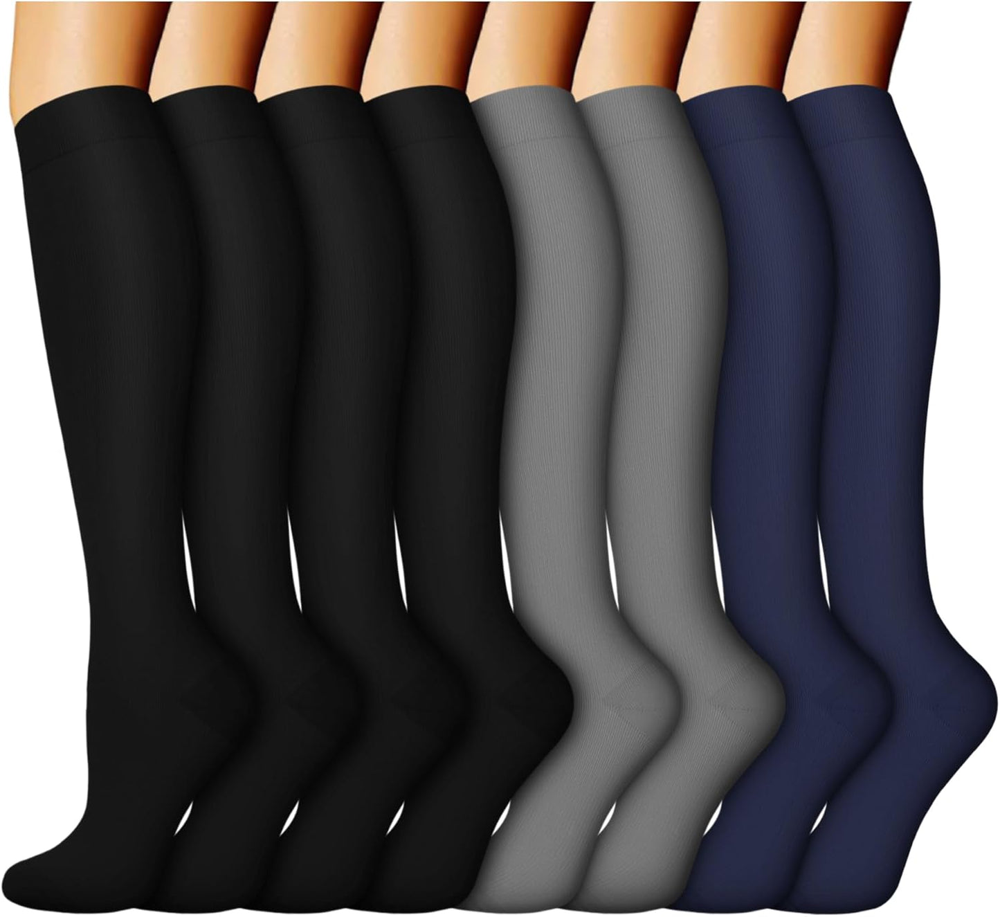 ACTINPUT 8 Pairs Compression Socks for Women & Men,Support Compression Stockings for Medical Running Athletic