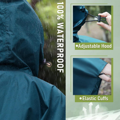 SaphiRose Unisex Rain Poncho Raincoat Hooded for Adults Women with Pockets