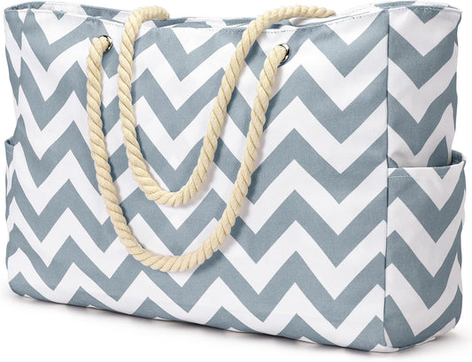 Becokan Beach Bags for Women Large Waterproof Beach Tote Bag Zipper Beach Bags Waterproof Sandproof Swim Pool Bag Large Tote