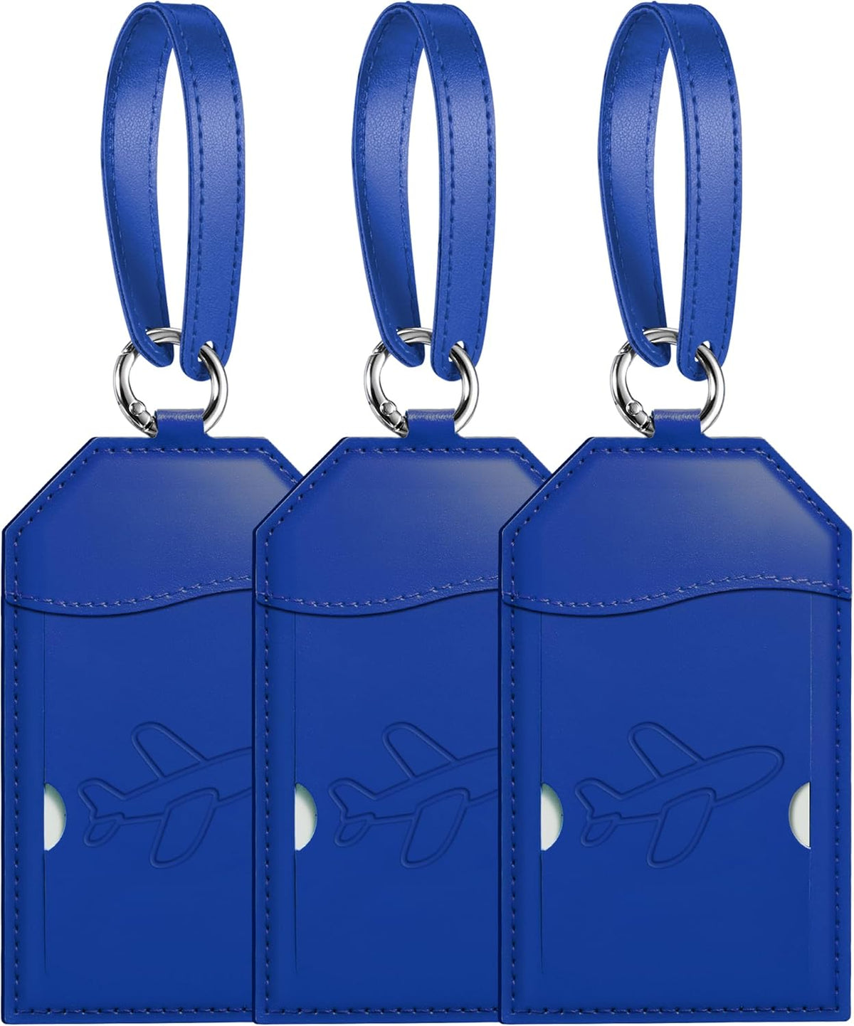 Mayski Luggage Tags for Suitcases 3 Pack Suitcase Bag Tags, TSA Approved, Metal Buckle, Bag Tags with Name ID Card Travel Essentials, Blue Airplane