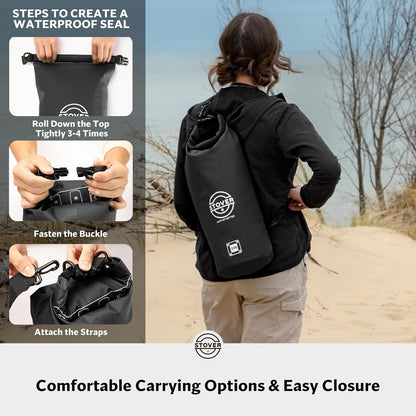 STOVER 5/10/25/30/40/55L Waterproof Backpack- Floating Dry Bag for Kayaking, Travel, Beach, Hiking, & Camping, Men/Women