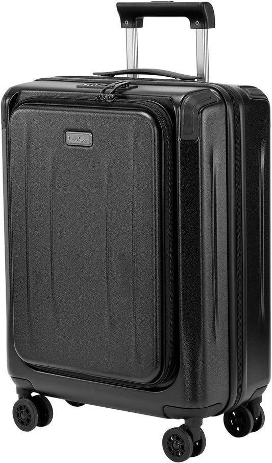 Carry On Luggage, 20 Inch Top Opening Aluminum Frame Lightweight Airline Approved ABS+PC Hard Shell Suitcases with Silent Wheels, TSA Lock, Front Pocket & Wet-dry Separated Six-piece Set (20IN, Black)