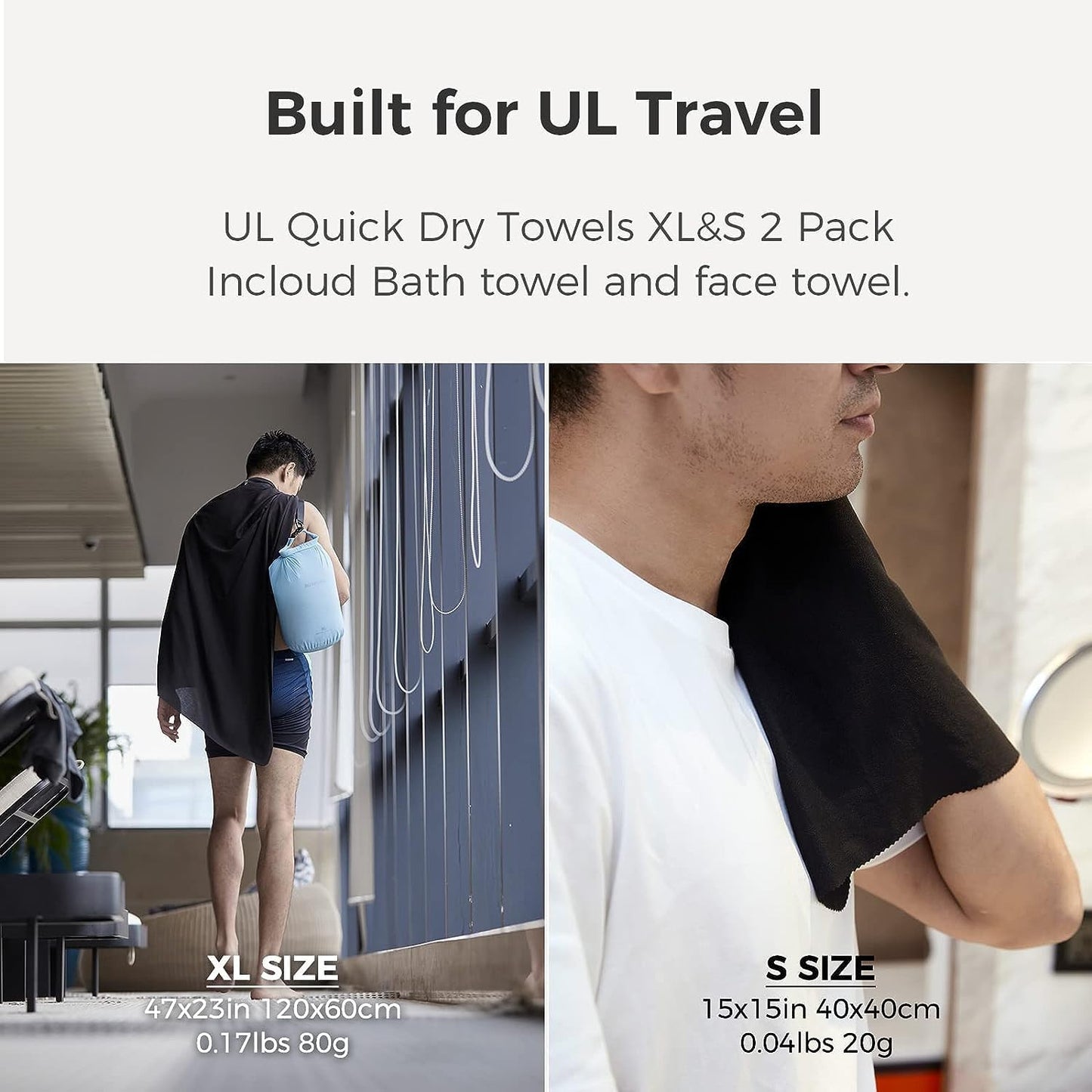 Ultralight Quick Dry Towel, Microfiber Quick-Drying Towels with Compact Packable Pocket for Travel, Beach, Camp, Gym, Swimming (Olive Drab 2 Set)