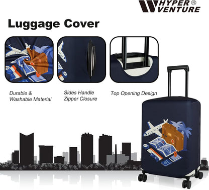 HYPER VENTURE Washable Luggage Cover - Fashion Suitcase Protector Fits 31-32 Inch Luggage (Journey, XL)