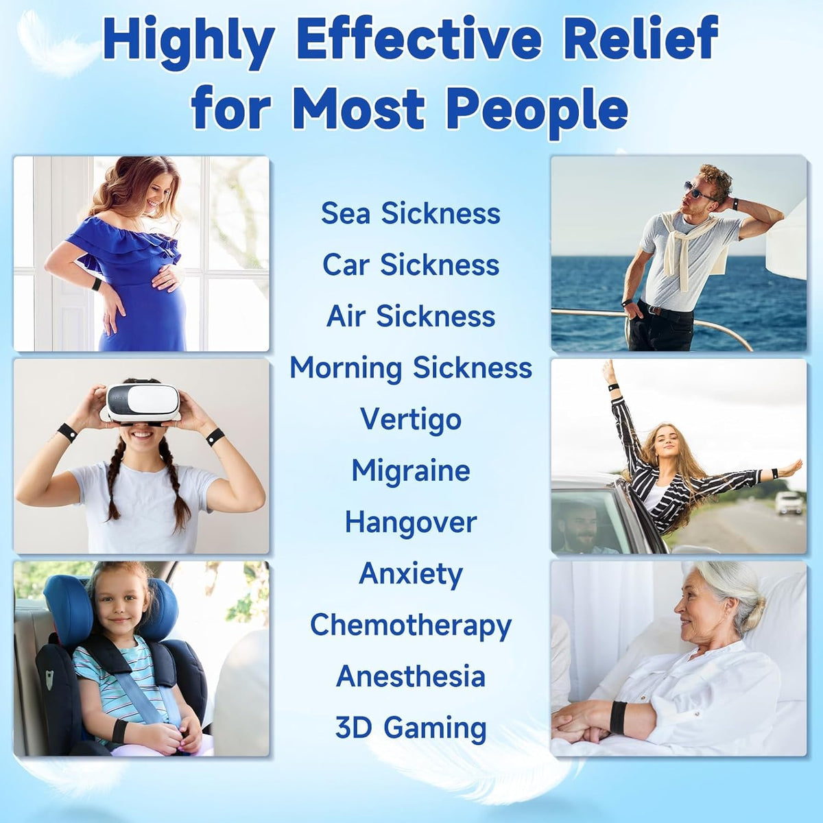 LYJEE Motion Sickness Bands for Adults and Kids Nausea Relief for Pregnant Women Seasickness Wristband for Cruise Ship Essentials