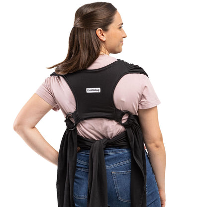 CuddleCarry™ Pre-Wrapped Baby Ring Sling by CuddleBug - Adjustable, Lightweight Baby Carrier Wrap - Ergonomic Front Carry for Newborn to Toddler (0-36m, 8-35 lbs) - Black