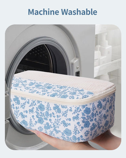 Narwey 7 Set Floral Packing Cubes for Travel Carry on Suitcase Luggage Organizer Bags for Kids Women Men, Durable Packing Organizers Bag, Travel Essentials Accessories (Little Blue Flower)