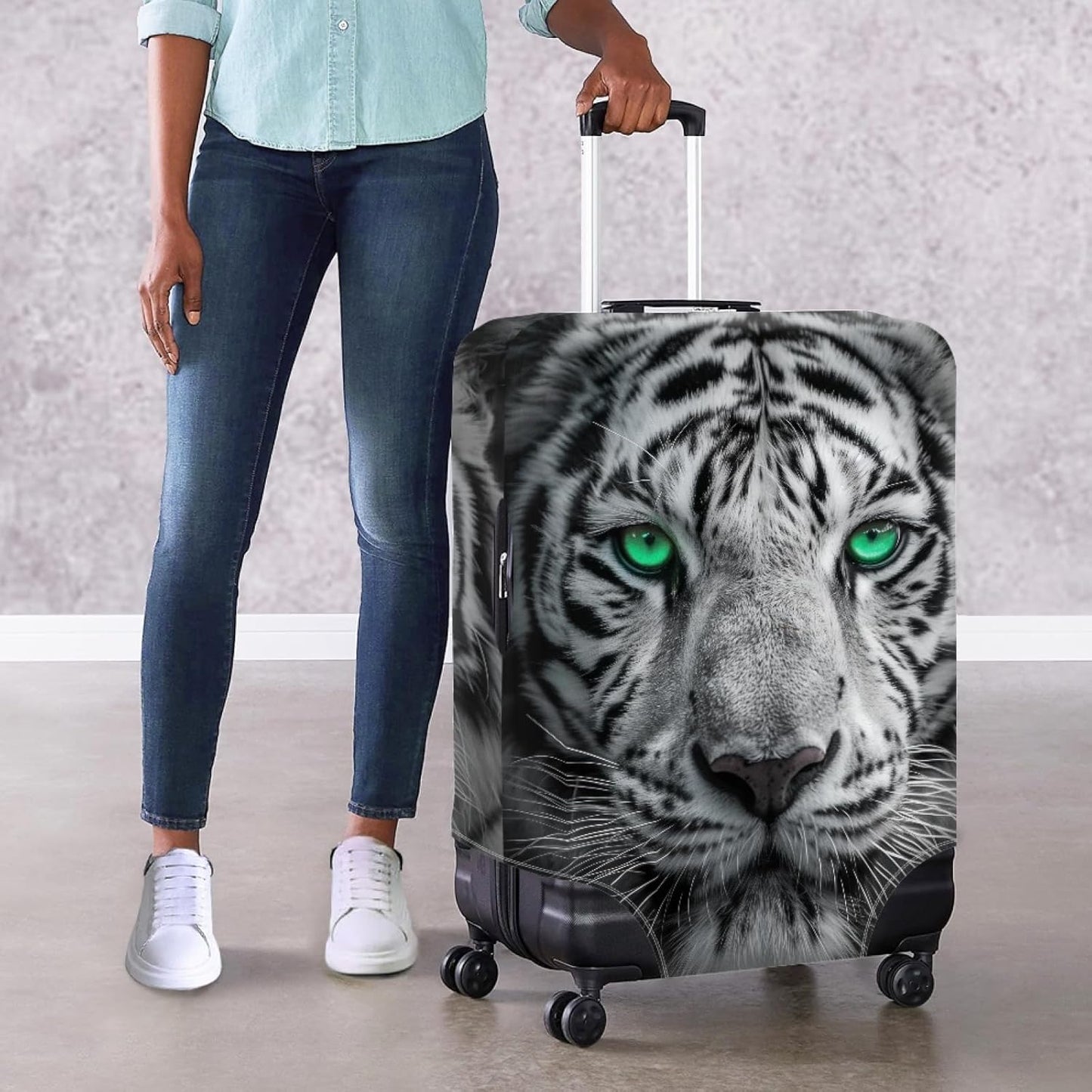 Tiger Animal 3D Printed Travel Luggage Suitcase Cover 26-29 Inch Cover Spandex Suit Case Protector for Carry On Luggage