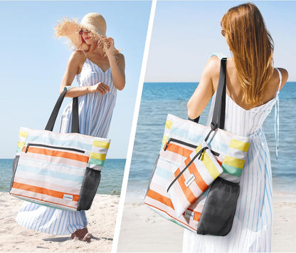 G4Free Beach Bag, Waterproof Sandproof Beach Tote Bag, Large Capacity Foldable for Women