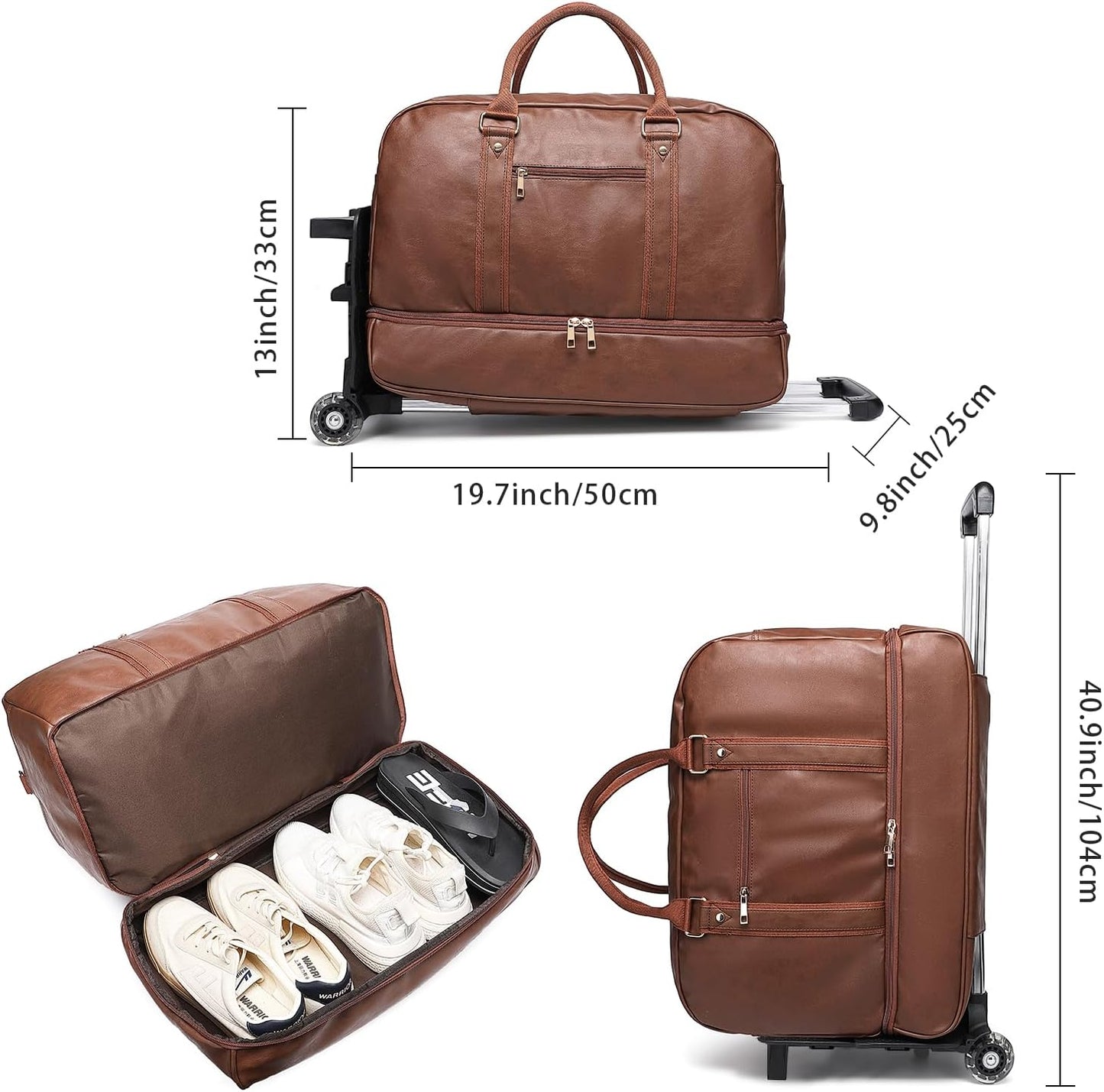 seyfocnia Rolling Duffle with Wheels, Duffle Bag for Travel Women Carry On Luggage Wheeled Overnight Weekender Bag Men