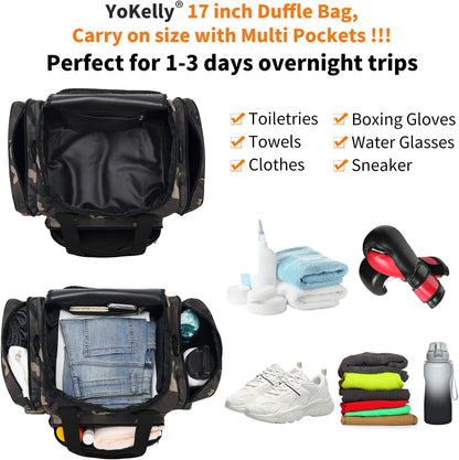 17 inch Small Duffle Bag - Carry On Personal Item Bag for Travel Gym Sport - Camo