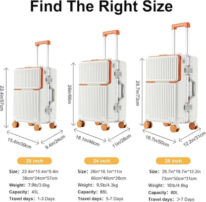 2-Piece Hardshell Zipperless Luggage Set, 20/26" Aluminum Frame Hardshell - Image 8