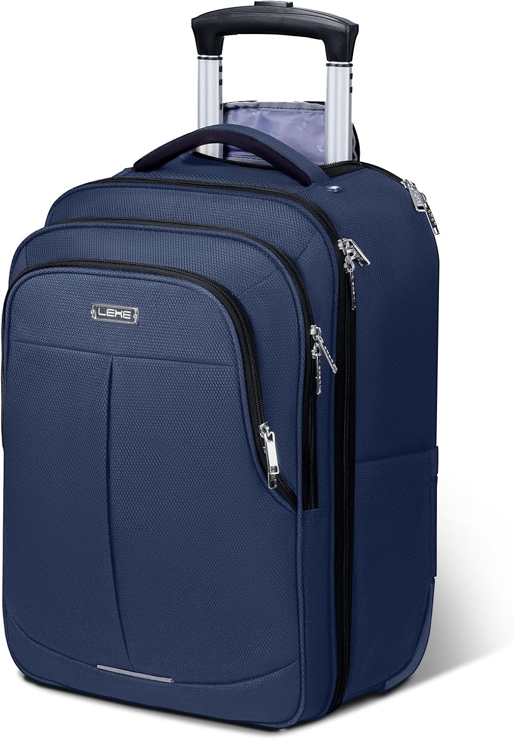 Rolling Backpack for Adults,17 Inch Waterproof Carry-on Backpack with Wheels, Wheeled Backpack Carry-on Luggage, Travel Backpack for Men Women， Trolley Laptop Backpack， Navy Blue Medium