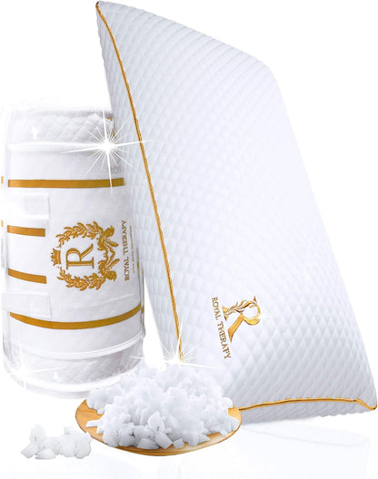 Royal Therapy King Memory Foam Pillows - Shredded Memory Foam Pillow for All Sleep Positions - Medium Firm Pillow with Adjustable Loft - Bamboo-Derived Rayon Cover - CertiPUR-US & Oeko-TEX Certified