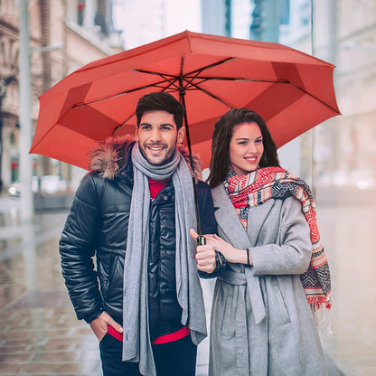 Lejorain Large Folding Golf Umbrella - Compact Mens Umbrellas Travel Rain and Windproof 54inch Collapsible Automatic Open Close Umbrella 210T Teflon Vented Double Canopy