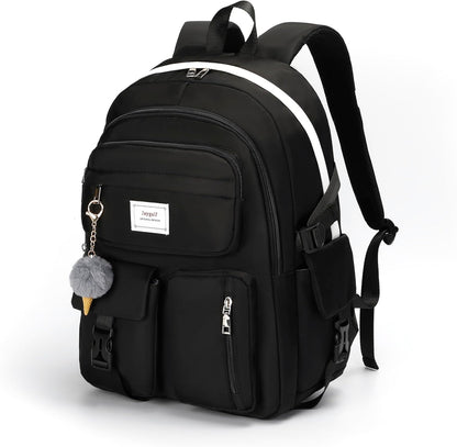 Girls Backpack Stylish Schoolbag Set for College or High Student Laptop Backpack for Women Black