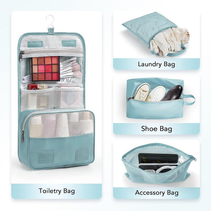 8 Set Compression Packing Cubes for Travel Essentials,Compressible Expandable Packing Cubes for Suitcase,OlarHike Luggage Organizer Bags for Travel,Handy Helper for Organizing Clothes(Blue Gray)