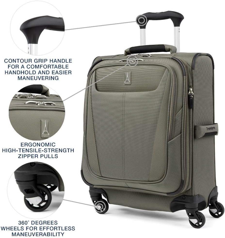 Travelpro Maxlite 5 Softside Expandable Carry-On Luggage with Spinner Wheels, Lightweight, 19-Inch — Slate Green
