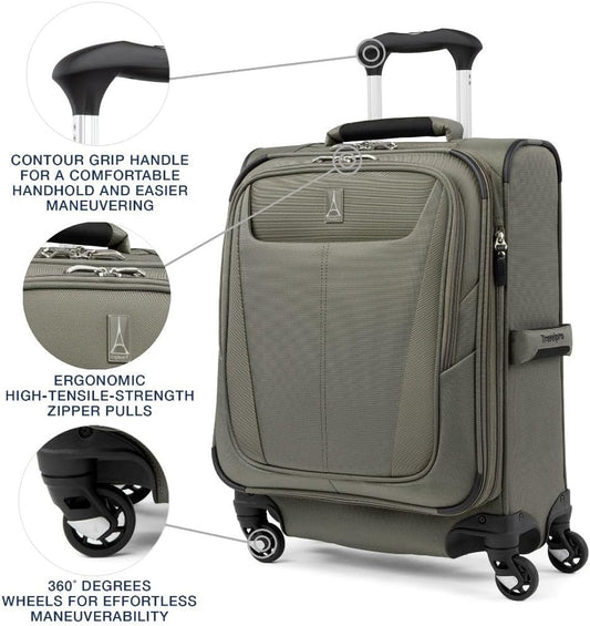 Travelpro Maxlite 5 Softside Expandable Carry-On Luggage with Spinner Wheels, Lightweight, 19-Inch — Slate Green