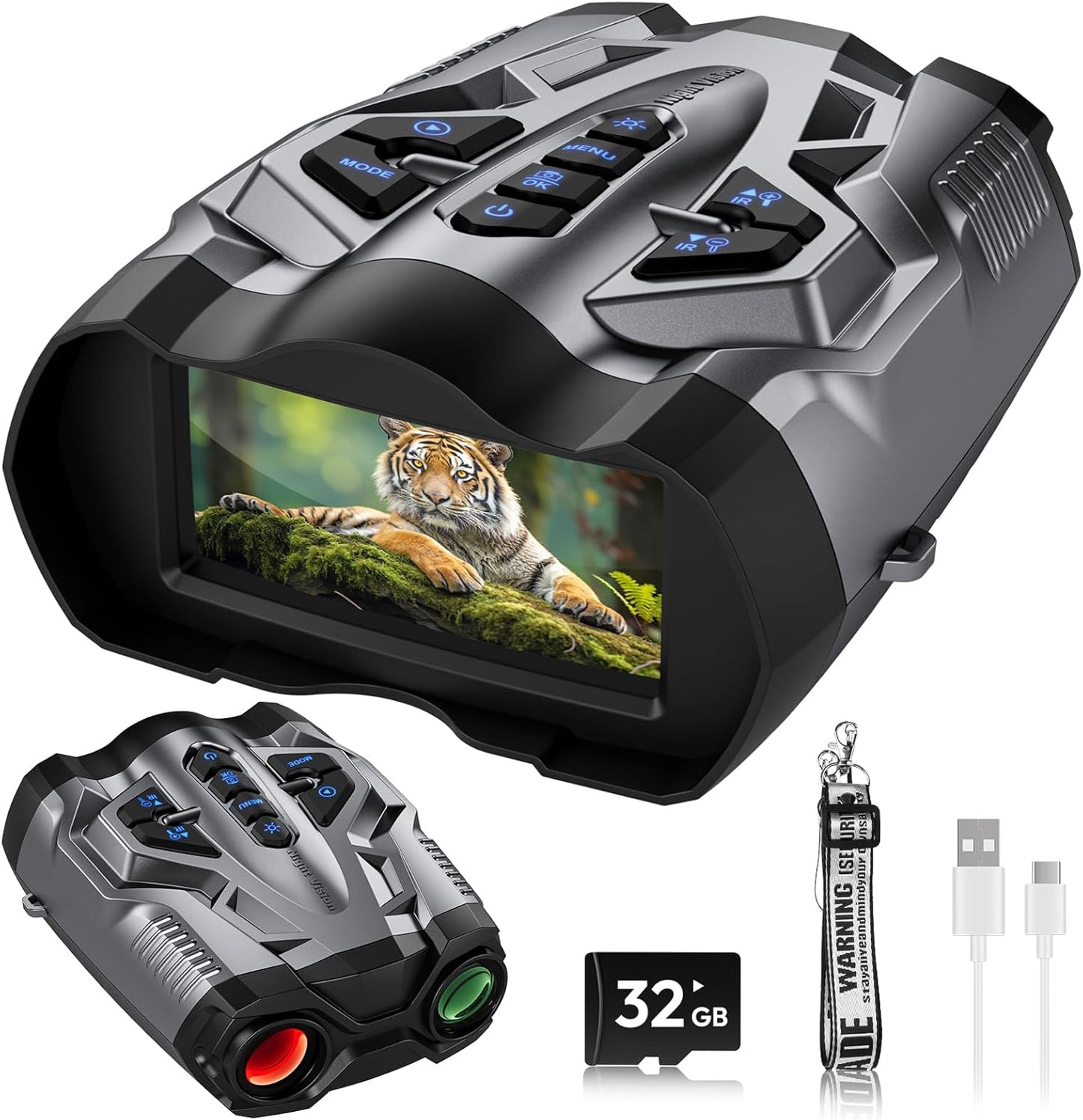 4K Night Vision Goggles for Adults,10X Zoom Night Vision Binoculars with 1000FT Infrared Range,4000mAh Rechargeable Battery,3.5" Screen,Include 32GB Card,Gift for Mens and Outdoor Enthusiasts