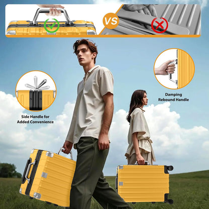 Krute Luggage 24 Inch Aluminum Frame Zipperless Suitcase with Spinner Wheels Checked Luggage PC+ABS Lightweight Hardshell