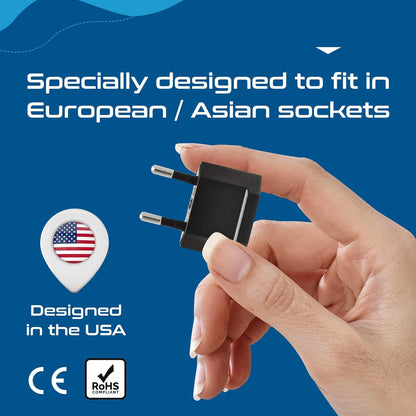 Ceptics USA, Canada to European Plug Adapter - Type C Adapter compatible in Europe, Canada to European travel plug adapter Ideal for Phones, Camera & more - CE Certified - RoHS Compliant - 6 Pack