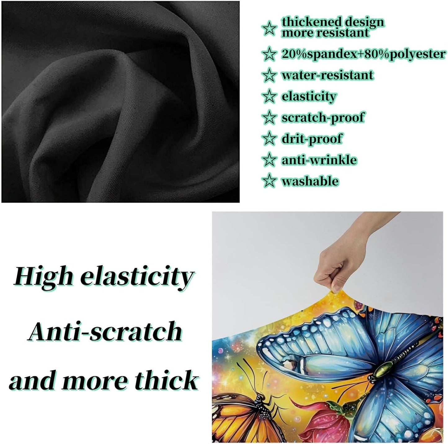 Luggage Cover + Tag, Colorful Rose Butterfly Travel Suitcase Cover for 18-20 inch Luggage (S) with Concealed Zipper, Washable Elastic Cloth, Dustproof, Anti-Scratch