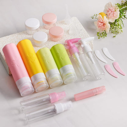 INSFIT Travel Bottles for Toiletries 23pack, TSA Approved Travel Size Toiletries, Airplane Essentials for Creams, Shampoo, Cosmetic Liquids
