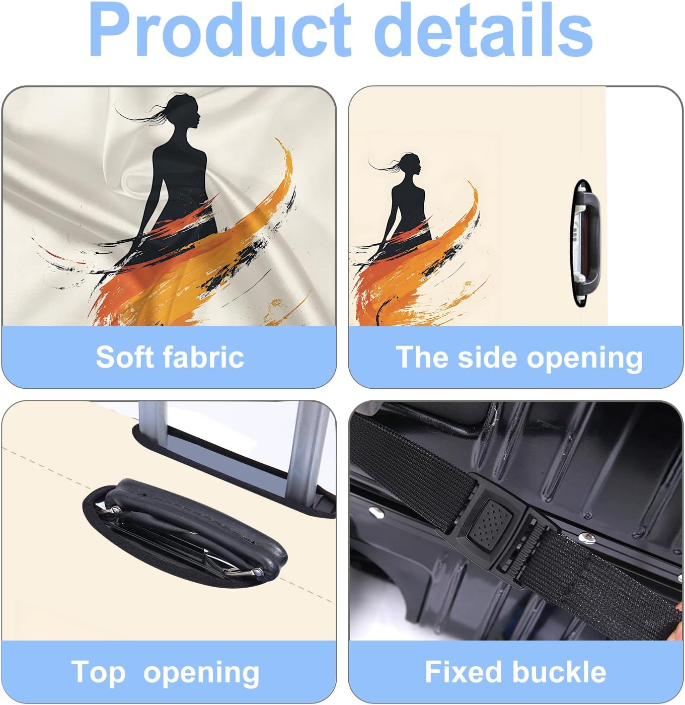 Luggage Cover Washable Suitcase Protector Anti-scratch Suitcase cover Fits 20-34 Inch Luggage (Girl-6, S(20-22inch suitcase))