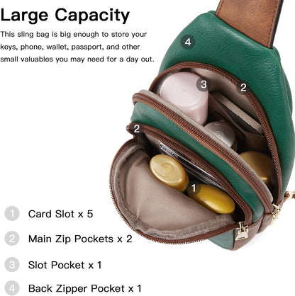 Telena Small Sling Bag for Women Leather Crossbody Fanny Packs Chest Bag for Women