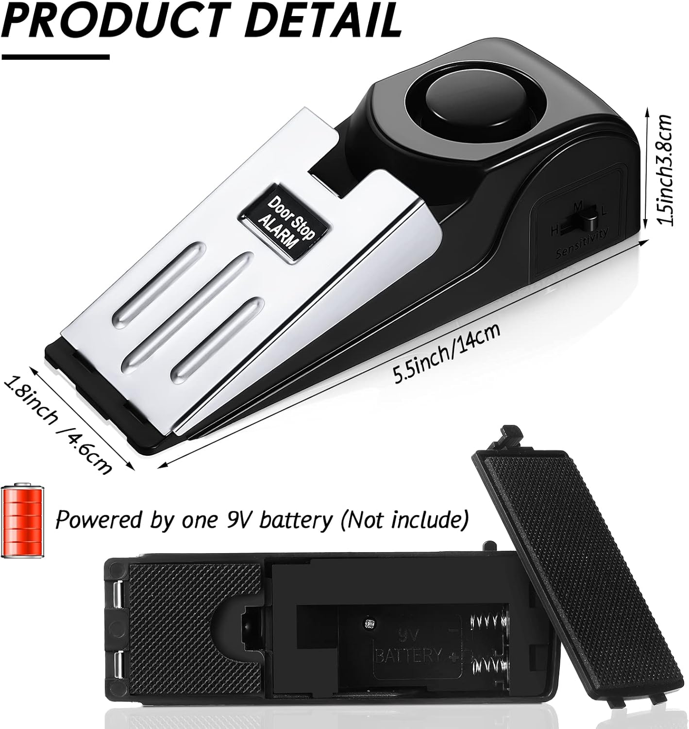 8 Pieces Door Stop Alarm Door Stopper with 120DB Security Alarm Door Stopper Wedge Door Stops Alarm for Travel Apartment Home House Door Stoppers Safety Tools